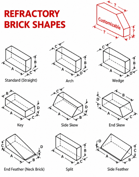 What is the standard size of refractory bricks?